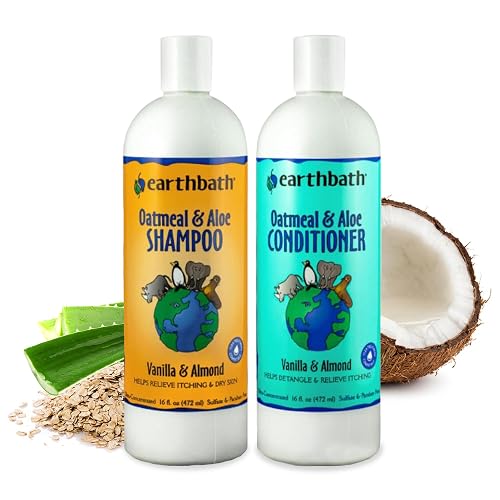 earthbath, Oatmeal & Aloe Dog Shampoo and Conditioner - Oatmeal Shampoo for Dogs, Itchy, Dry Skin Relief, Dog Wash, Made in USA, Dog Conditioner, Pet Shampoos - Vanilla & Almond, 16 Oz (1 Set) - Vanilla & Almond - 16 Fl Oz (Pack of 2)