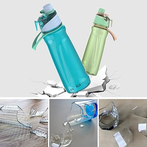 Miniatura 6 de FEIJIAN Botella de agua de niebla, botella de agua deportiva de 22 onzas con función de niebla y sorbo 2 en 1, botellas de agua de plástico sin BPA,