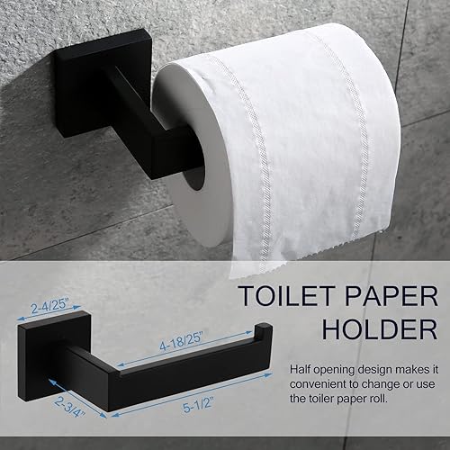 Miniatura 4 de VELIMAX Juego de 5 piezas de accesorios de baño de acero inoxidable de alta calidad, juego de toallero montado en la pared, negro mate, 24 pulgadas