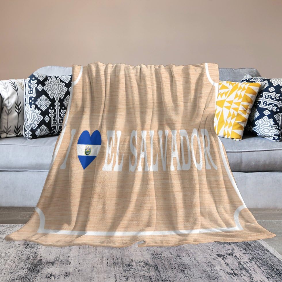 Couverture polaire motif I Love El Salvador cadeau original anniversaire femme et mari