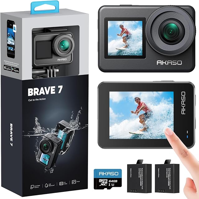AKASO Brave 7 Cámara Deportiva 4K 20MP con Tarjeta 64GB