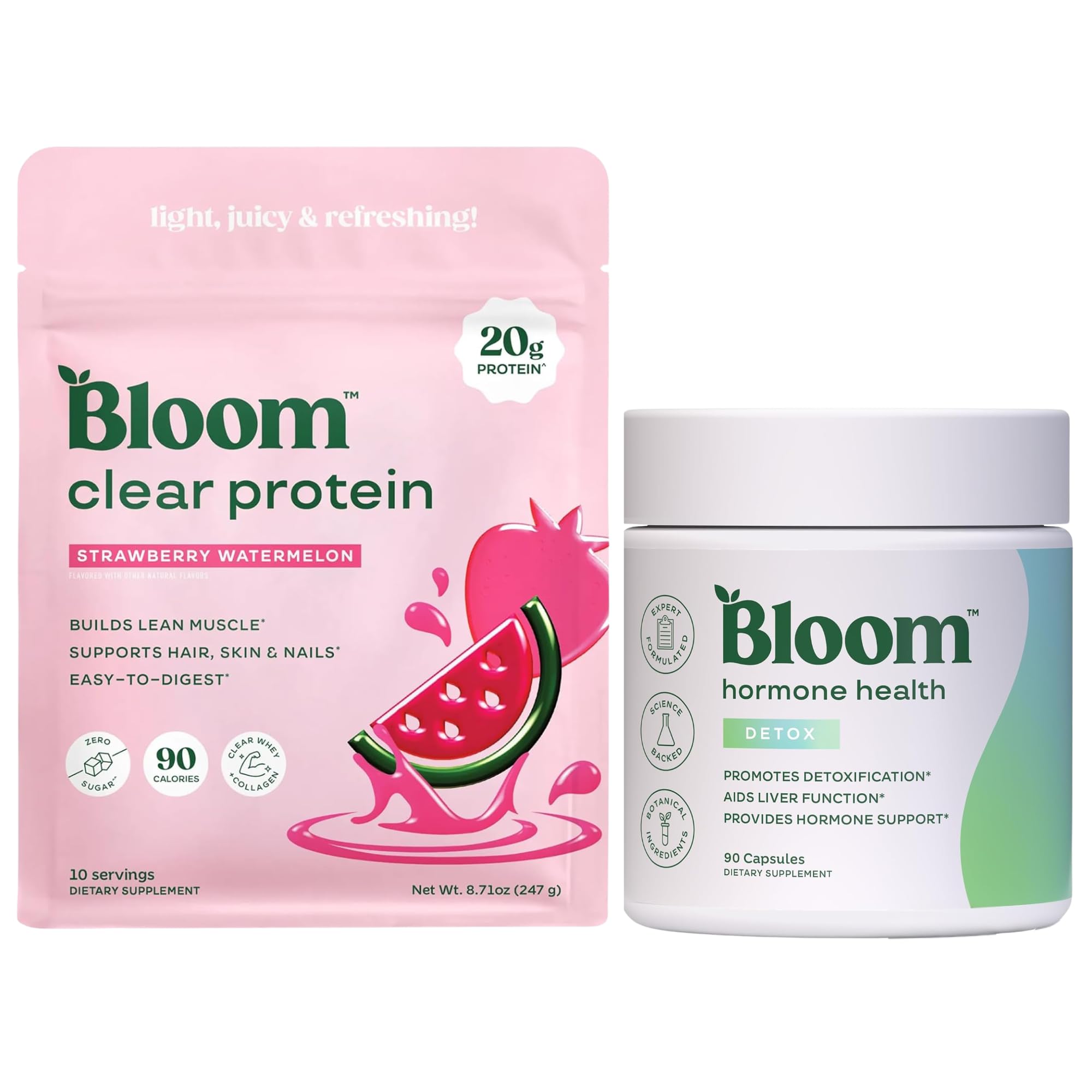 Bloom Strawberry Watermelon Clear Protein and Hormone Support Bundle