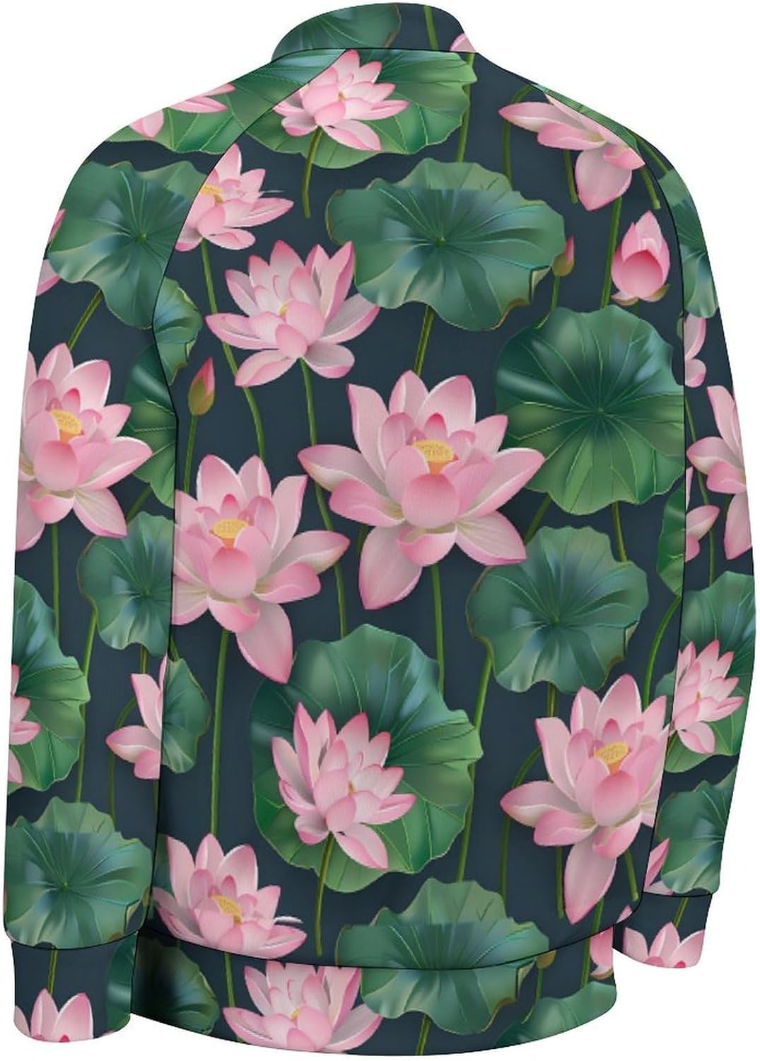 Lotuses Flowers Novelty Men's Baseball Jackets Causal Sweatshirt Button Top Long Sleeve Coat