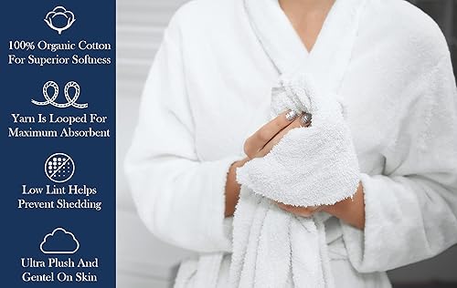 Miniatura 5 de Delara Paquete de 2 toallas de mano de algodón orgánico lujosamente afelpadas, con certificación GOTS y Oeko-TEX, toallas de calidad hotelera