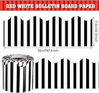 Vista 2 de Tablero de anuncios festoneado de Navidad de 65 pies, borde autoadhesivo para aula, bordes a rayas, borde de línea ondulada para tablón de anuncios