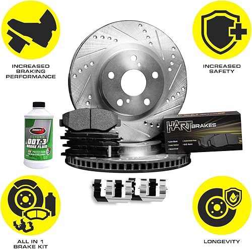 Miniatura 4 de Hart Brakes Kit de frenos y rotores delanteros  Pastillas de freno delanteras Rotores y pastillas de freno Pastillas de freno y rotores