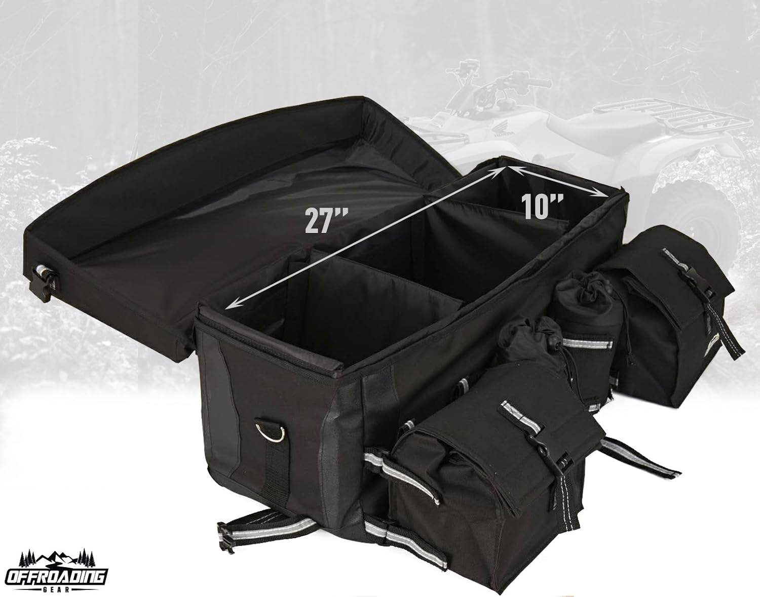 Lowest Price Offroading Gear ATV/Quad Rear Rack Bag with Rain Cover and Insulated Cooler Bags, Black