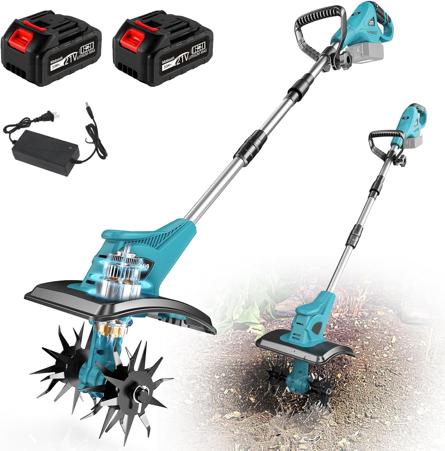 電動耕運機⚡️充電式 SK5マンガン鋼波型ブレード 強力ブラシレスモーター Amazon | 電動耕運機 家庭用 充電式【2025年新登場3段階式脱着