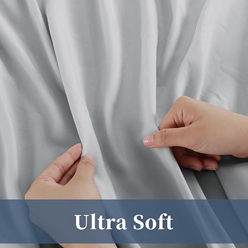 Miniatura 7 de HOMBYS Sábanas encimeras extra grandes, color gris claro, tamaño King, suaves, duraderas, suaves y transpirables, 120 x 120 pulgadas