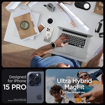 Spigen iPhone 15 Pro ile Uyumlu MagSafe Kılıf Ultra Hybrid Mag Fit Sararmaya Dayanıklı Beyaz Şeffaf Kapak - ACS06715 (Spigen TR Garantili)