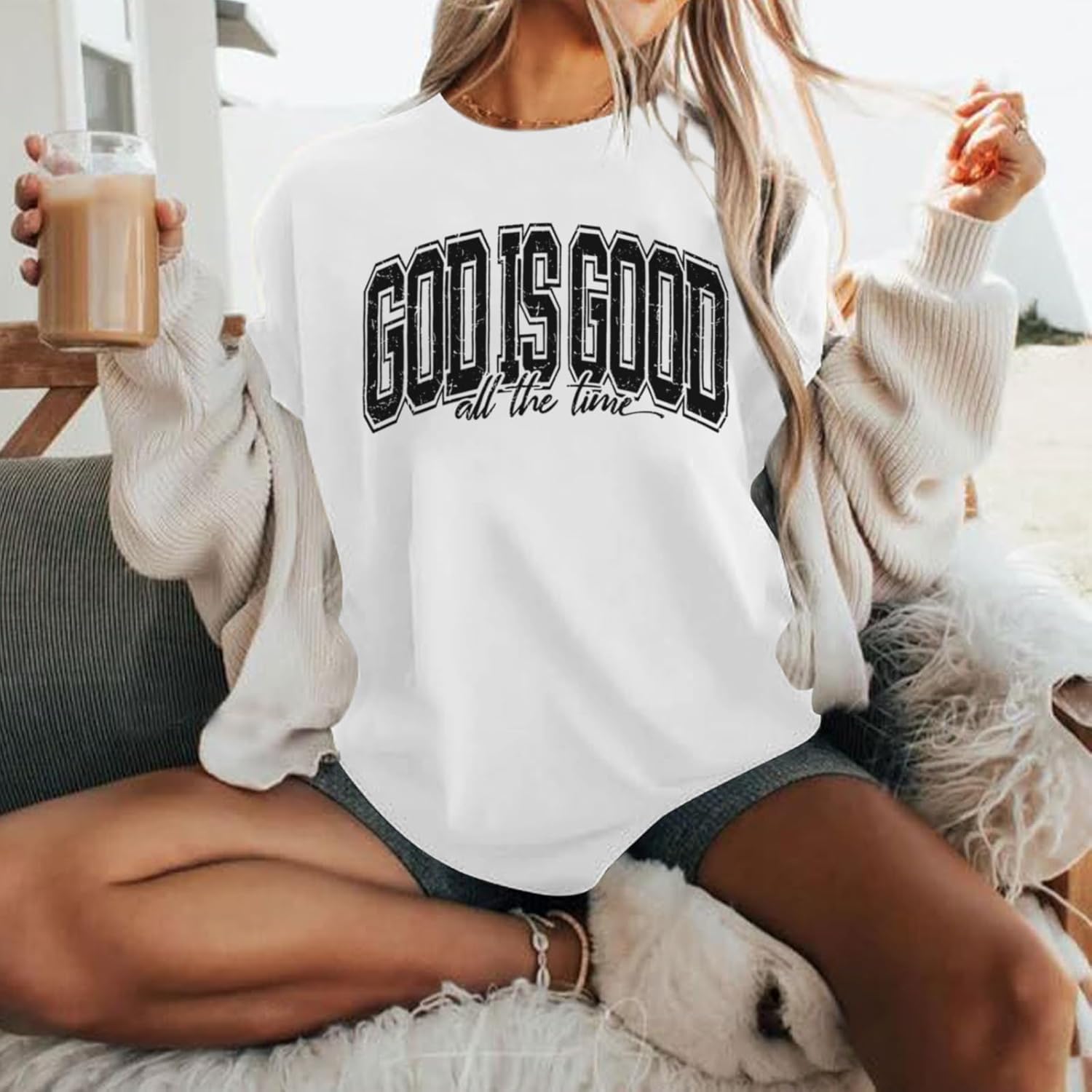 Christian T Shirts for Women God is Good Shirt Oversized Jesus Religious Faith Inspirational Tshirts Bible Verse Tops - Image 4