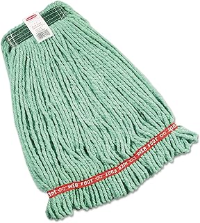Rubbermaid Commercial Web Foot Wet Mop Heads, Shrinkless, Cotton/Synthetic, Green, Medium6