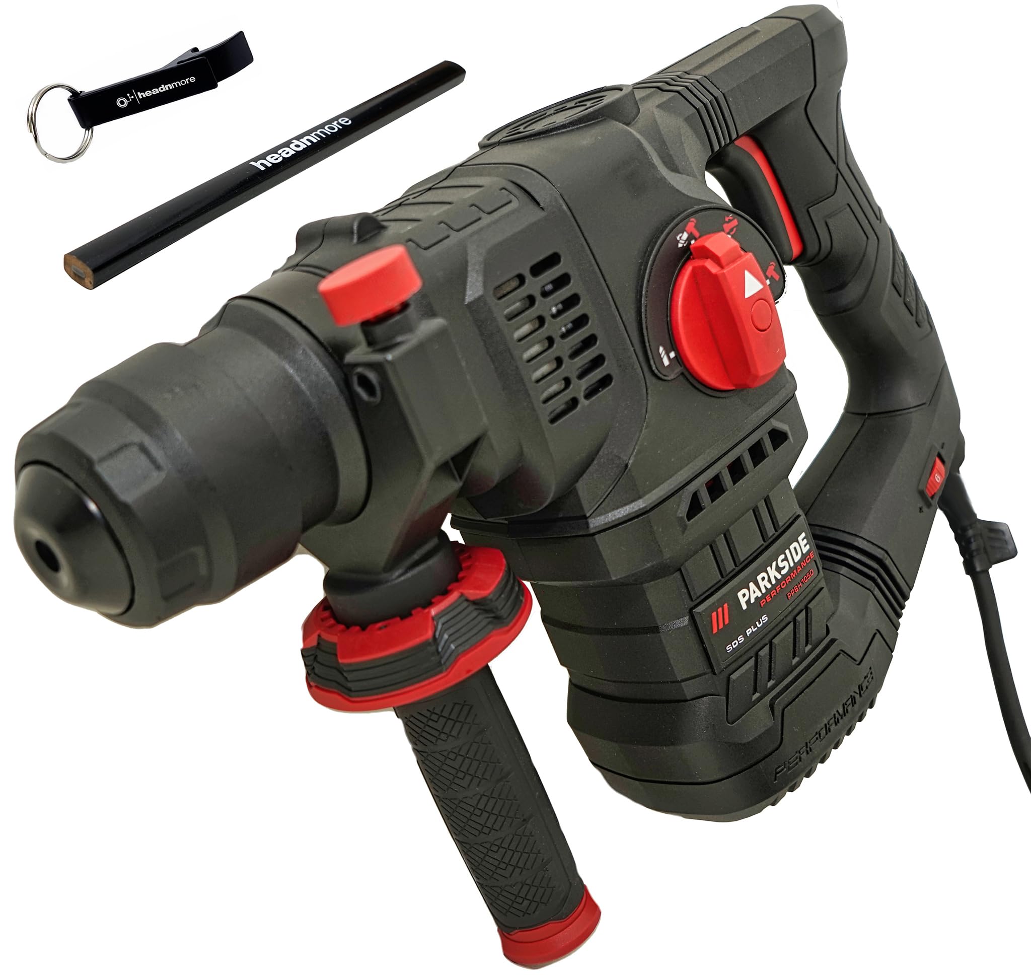 Offerta HEADNMORE per PARKSIDE PERFORMANCE® PPBH 1050 Martello Perforatore SDS-Plus 1050 W, 4,1 J, trapano tassellatore per calcestruzzo in valigetta con portachiavi e matita da carpentiere HEADNMORE®