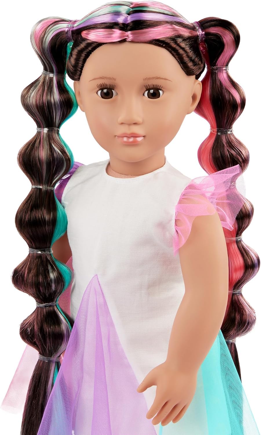 Our Generation - Tina - from Hair to There - Muñeca Cabello Crece de 46cm - Cabello arco iris ultralargo y ojos marrones realistas - Juguete para niños a partir de 3 años