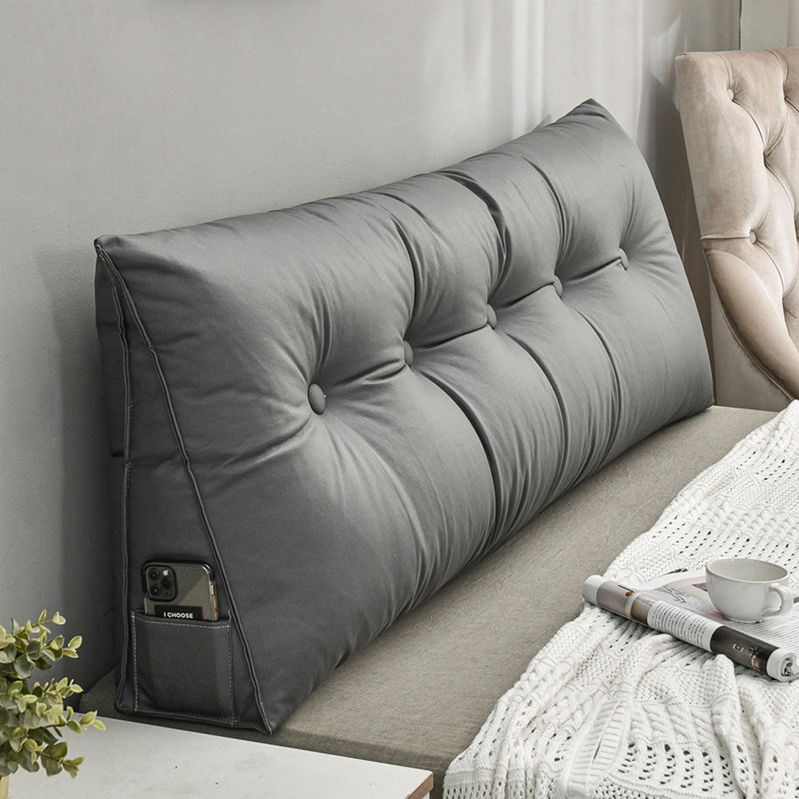 Lesekissen - Weiches Keilkissen zur Rückenstütze, ideal zum Fernsehen, Arbeiten oder Sitzen im Bett - Bequemes dreieckiges Rückenlehnenkissen zur Entspannung