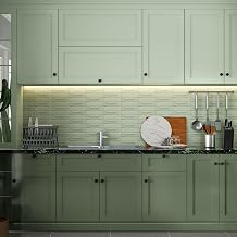 Bumoo Sage Green Peel and Stick Backsplash 12"x12" 10 Sheets Square Self-Adhesive Wall Tile Waterproof Vinyl Glossy Boho for Kitchen Bathroom Easy DIY Removable Backsplash Stickers