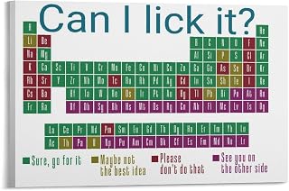 Funny Can I Lick It Periodic Table Poster, Humorous Science Art 2 Canvas Painting Wall Art 18x12inch(45x30cm) Frame-style