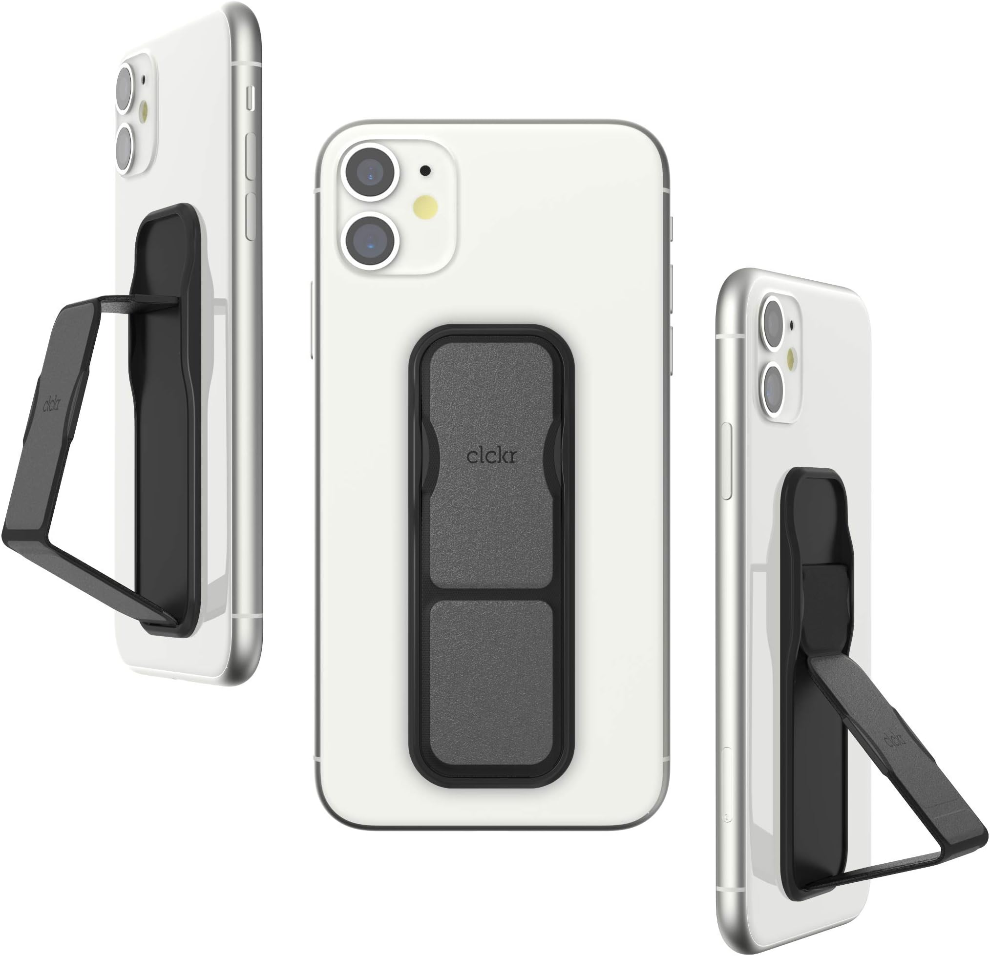 Handy Griff und ausziehbarer Ständer, Universal Handy Griffhalterung mit unterschiedlichen Ansichtswinkeln für iPhone, Samsung, Telefone, Tablets und viele mehr - Schwarz
