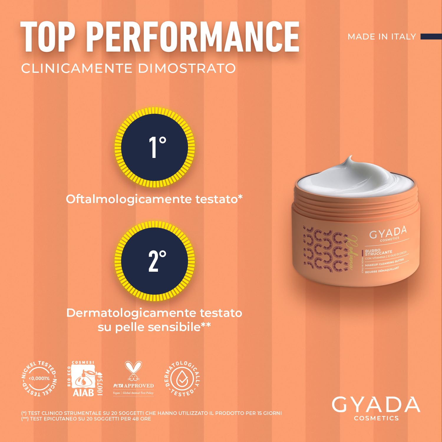 Gyada Cosmetics, Radiance Burro Struccante, Nuova Formula, Rimuove Anche il Make-up Waterproof, Non Unge, Texture Fondente, Con Vitamina C e Olio di Cocco, 200 ml
