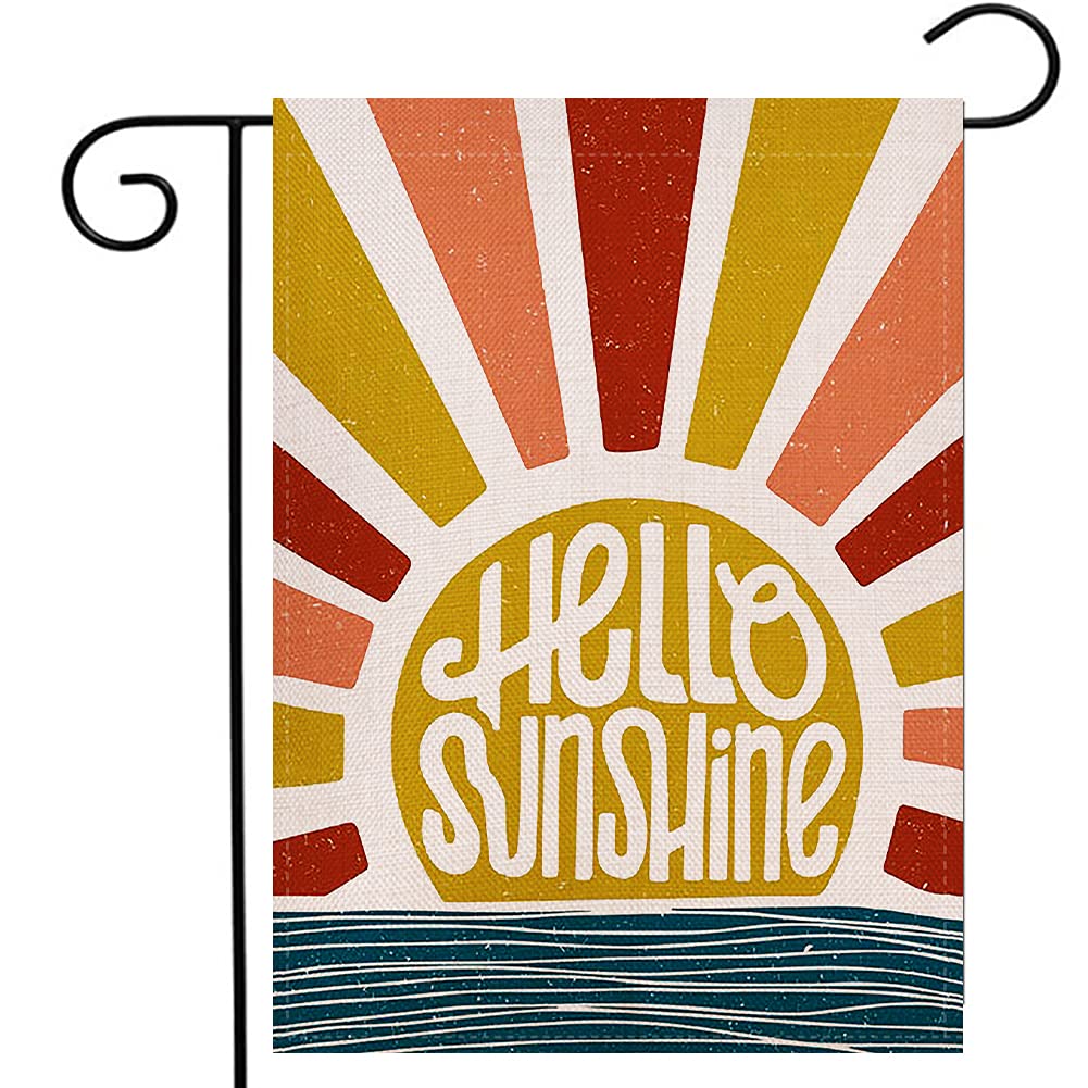 Summer Hello Sunshine Garden Flag 12.5×18 Inch Vertical Double Sided Yard Outdoor Decoration
