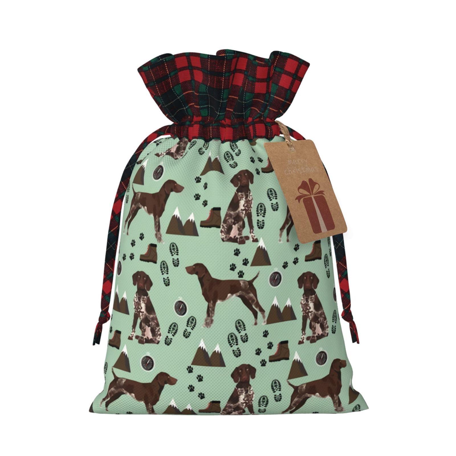 LiciBY German Shorthaired Pointer Dog Christmas Gift Bag Storage Bags Drawstring Gift Bags