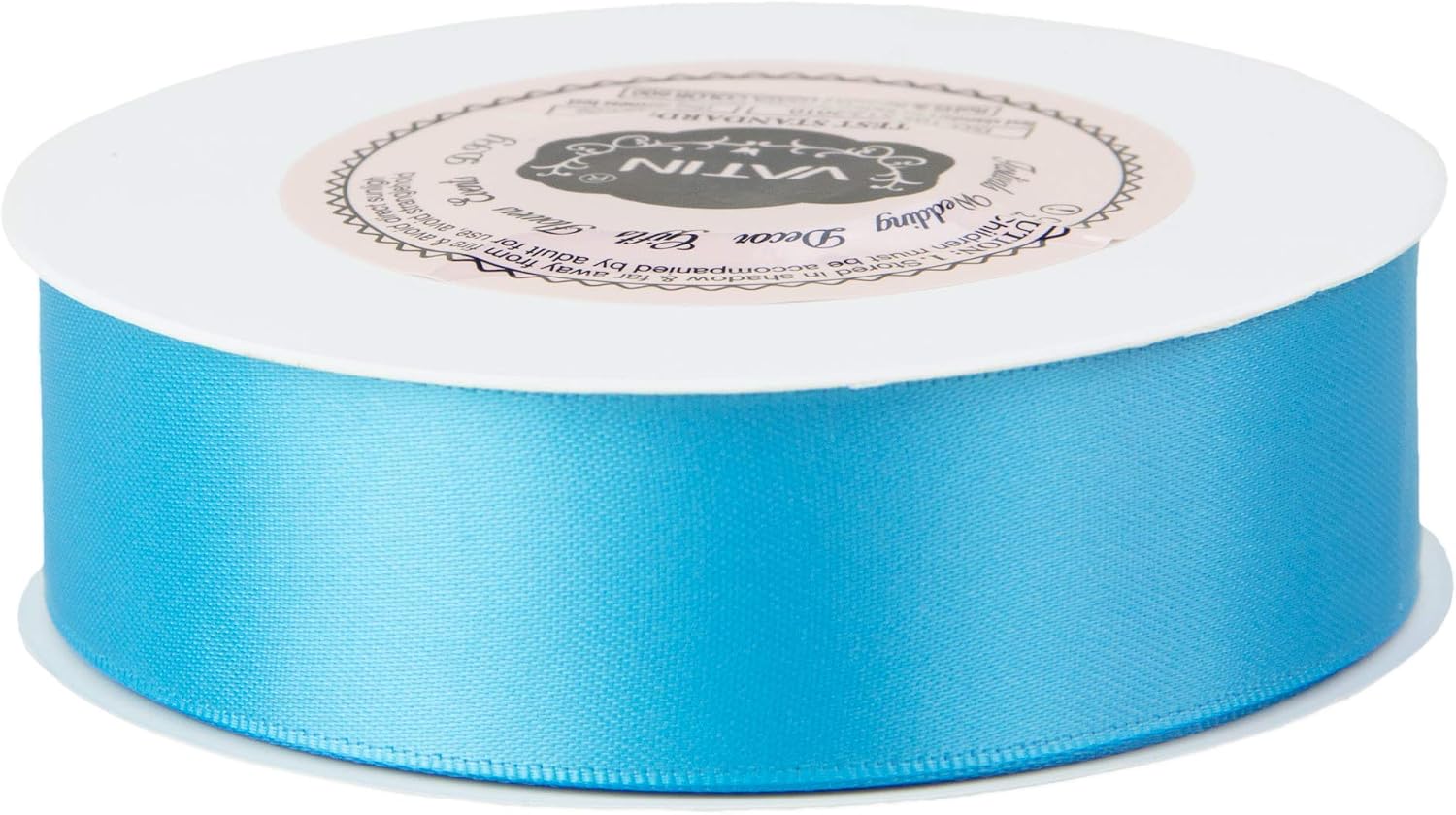 VATIN 25mm Double Faced Polyester Satin Ribbon Copen Blue, 23 Metre/Spool, Perfect for Wedding Wreath - Image 3