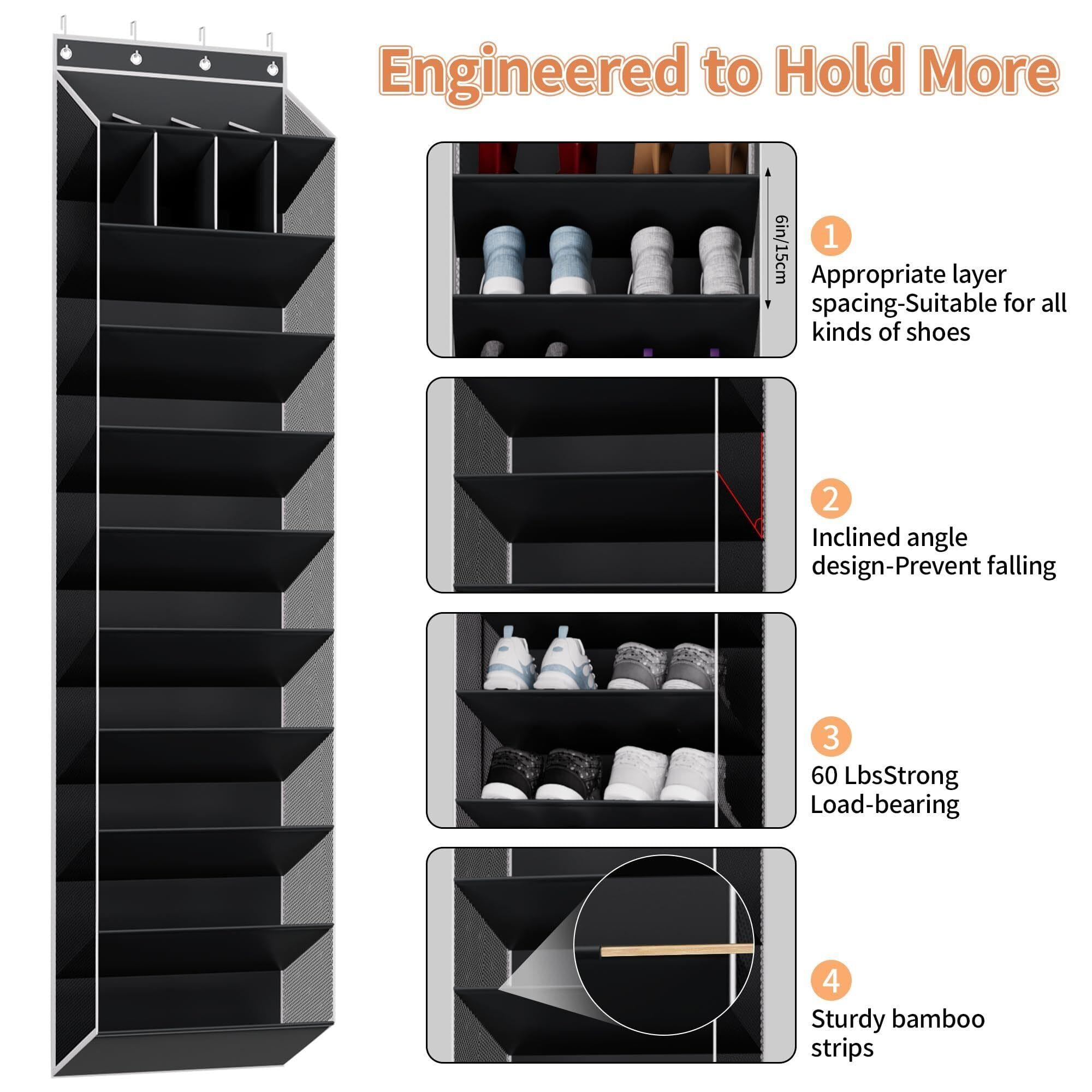 Organizador de zapatos de 10 niveles para puerta, gris