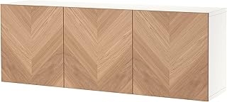 BESTÅ wall-mounted cabinet combination, 180x42x64 cm, white/Hedeviken oa...