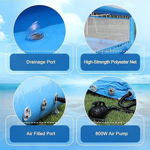 Miniatura 6 de Piscina inflable de voleibol para adultos (bomba de aire de 800 W) (100% PVC) cancha de voleibol comercial al aire libre de 33 pies con bomba de