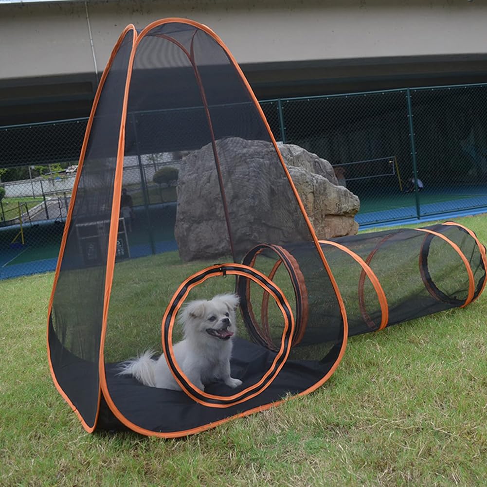 Tente tunnel 6 en 1 pour animal domestique chat et chien – Habitat intérieur pliable pour chat, chien, lapin, petit animal – Tunnel de jeu pour animaux de compagnie
