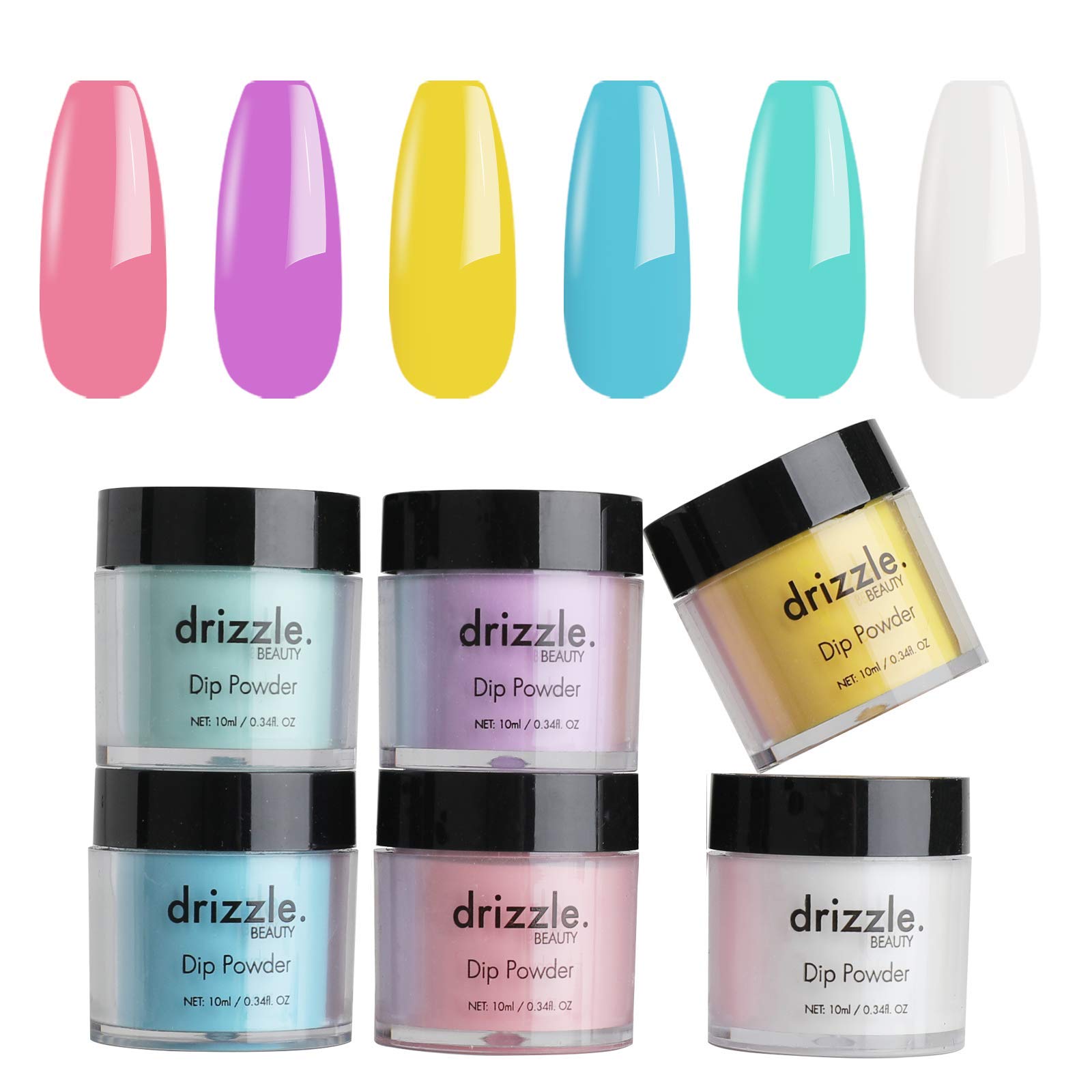 Nail Dip Powder 6 Colors, Macaron Dip Powder Refill Set for France Nail, Summer Nail Dipping Powder Neon Yellow Blue Purple White Colors Acrylic Dip Powder Kit, No UV/LED Lamp Needed, Without Liquid