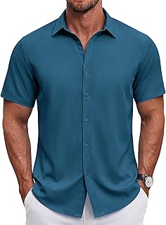 Men's Button Down Shirt Short Sleeve Casual Shirt for Men Summer Business Casual Dress Shirt