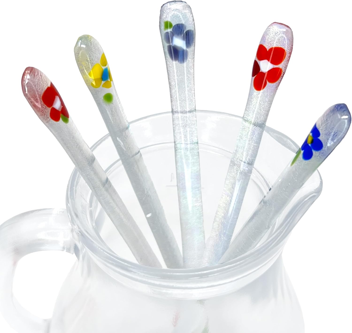 Handmade Glass Swizzle Sticks: Purple Hibiscus (Flowers of Paradise) - 7.25 inch stirrer for Coffee Tea and Mugs - Set of 4 with Gift Box by studioTica