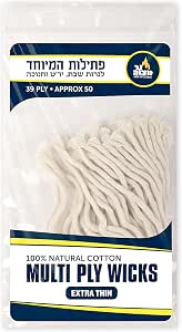 Extra Long Cotton Wicks - 50 Pack, Smokeless Replacement For Oil Candles & Menorah - View #13