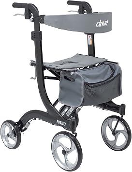 Drive Medical Nitro Euro Style Rollator Rolling Walker, Tall, Black rtl10266bk-t