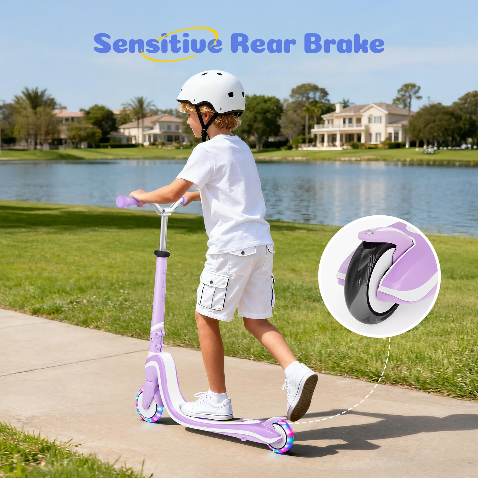 Scooter for Kids Ages 3-12 TONBUX 2 Wheel Kids Scooter with Light Up Wheels & Stem & Deck, 3 Adjustable Height Handle - Image 6