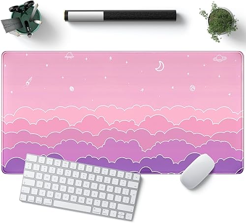 Almohadilla grande extendida para mouse y teclado de escritorio diseño de paisaje 315 x 1575 pulg bordes cosidos superficie lisa reverso de goma