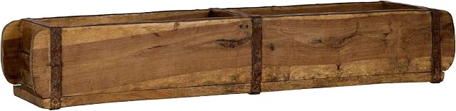Old Brick Mould 57 x 14.5 x 8.5 Two-Chamber - Vintage Wooden Box with Metal Fittings - Real, Used Mould from Reclaimed Wood - Each Piece is Unique