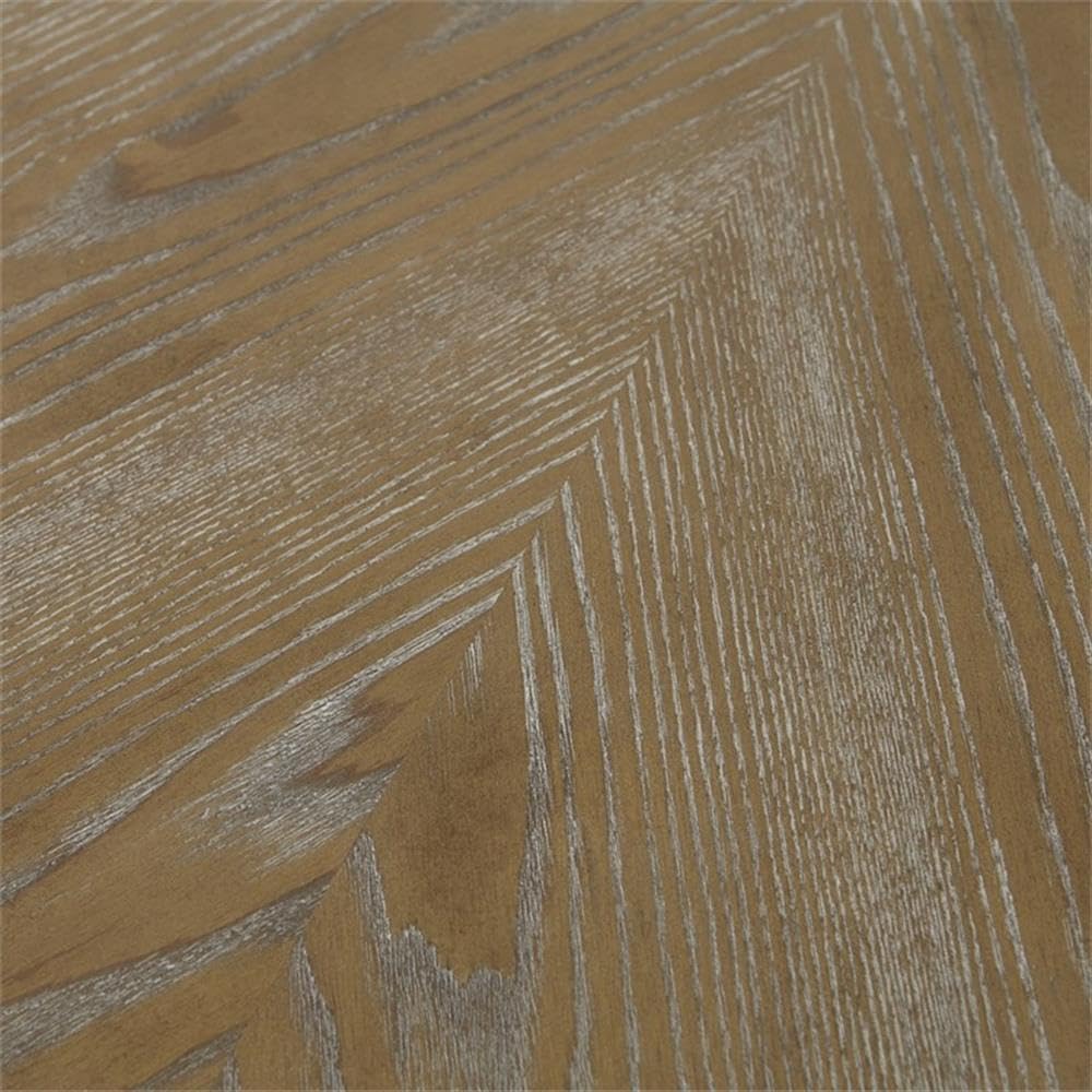 Pemberly Row Round Farmhouse Wood Pedestal Dining Table, Walnut Finish, 46"Dia x 30"H, Diamond-Patterned Veneer Top, Turned Base, Rustic Kitchen or Dining Room Table for Everyday or Special Gatherings
