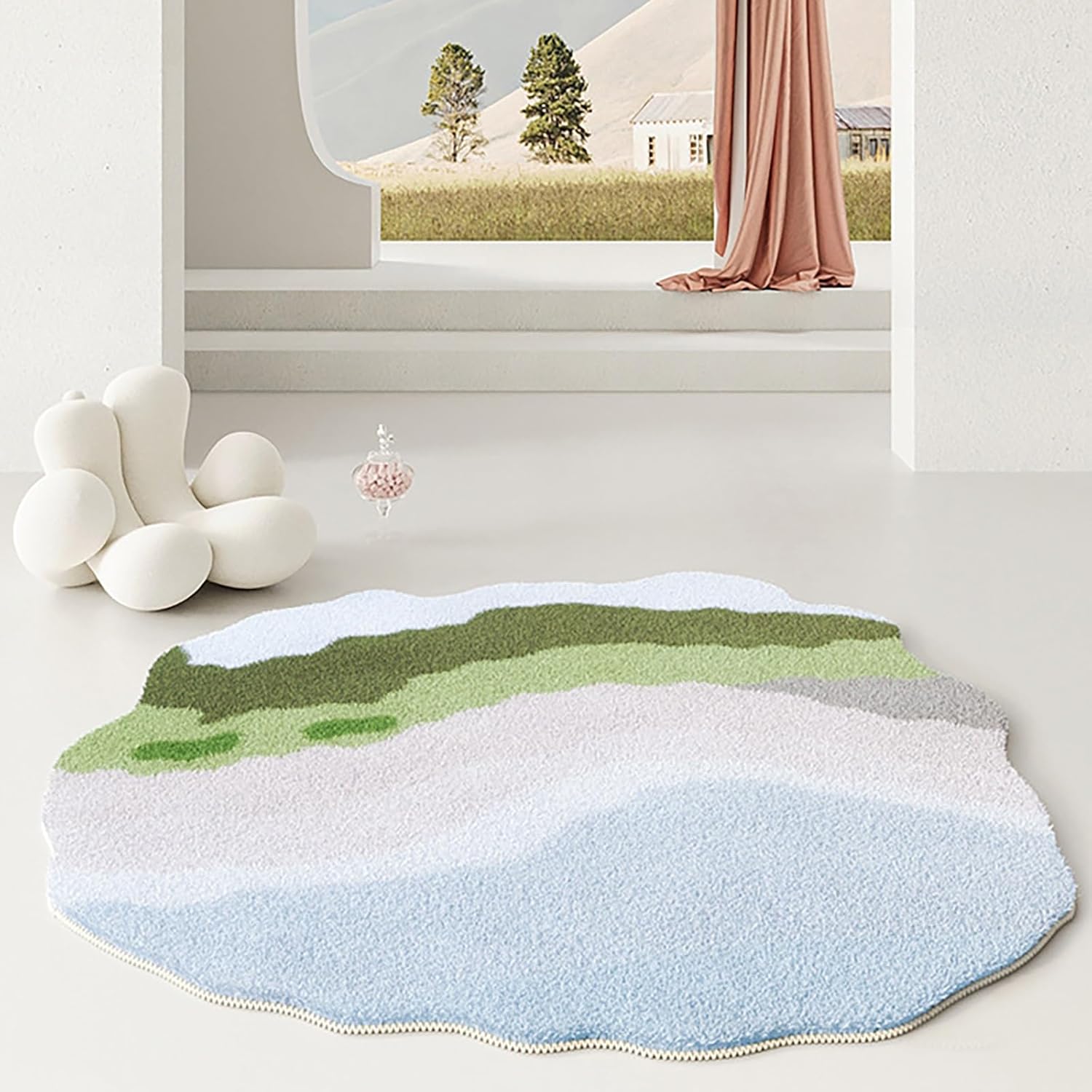 Generic Irregular Shaped Area Rugs, Colorful Large Rug, Modern Geometric Area Rug, Washable Area Rug for Living Room Bedroom, Cute Rug Indoor Outdoor Carpet, 39.3in, JDJUHNNOU-G-100CM