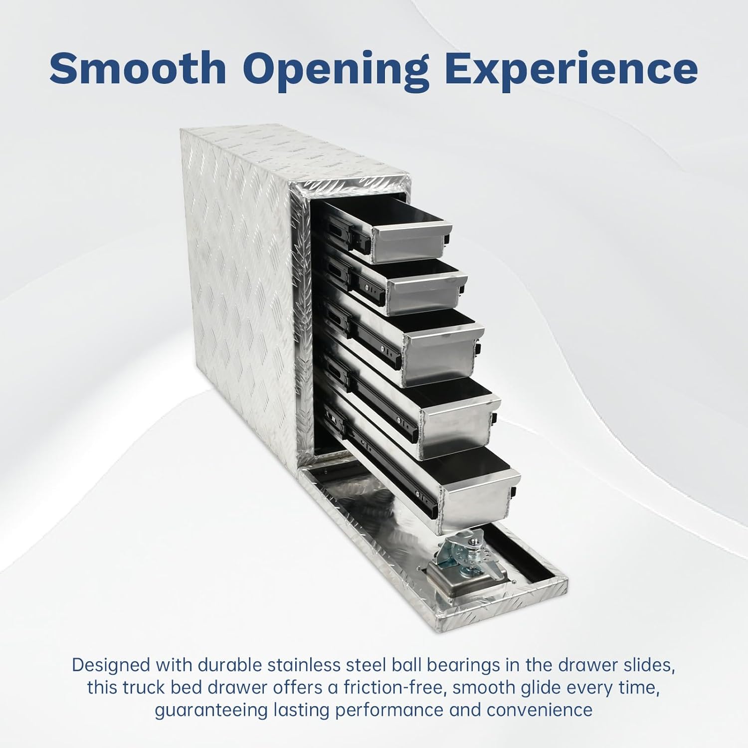 SSN 22" Heavy-Wall Aluminum Truck Bed Tool Box with 5 Drawers，8 x 22 x 19 Inch Tool Box with Diamond Tread and T-Handle Latch for storage and organization-Silver.