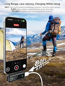 Wireless Lavalier Microphone for iPhone 5-14 Series, LED Display Mini Lav for iPhone with Noise Cancelling, Lapel Mic Wireless 2 pack for Content Creator Video Recording, Vlogging (Lightning Only)