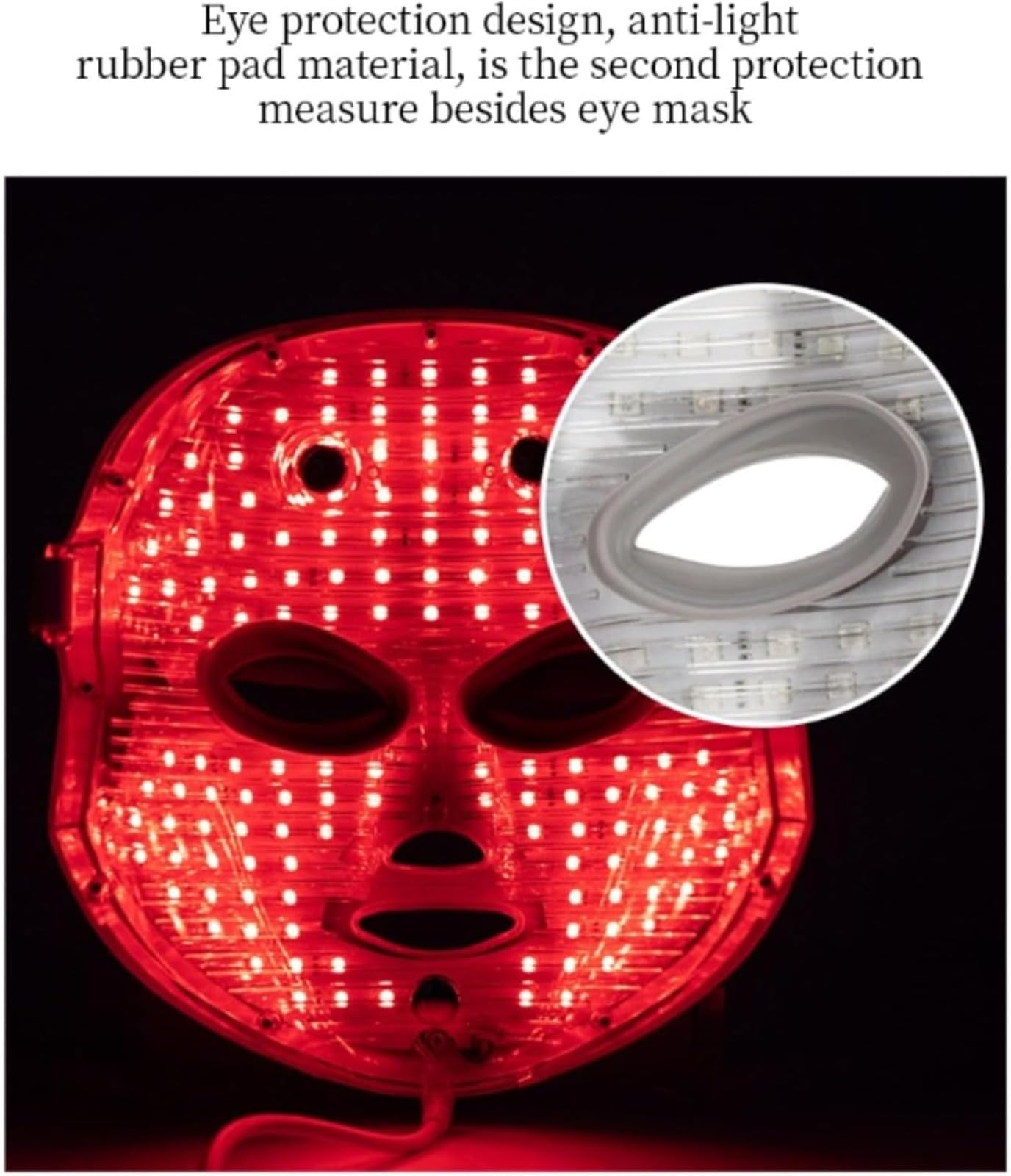 Máscara facial LED, máscara de terapia de luz de 7 colores, luz roja y azul, cuidado de la piel, protección ocular, para uso diario en casa