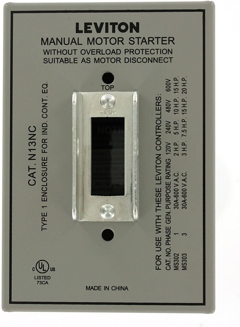 Leviton GY Type 1 Enclosure (for 30 Amp Motor Controller), N13NC-DS, Gray
