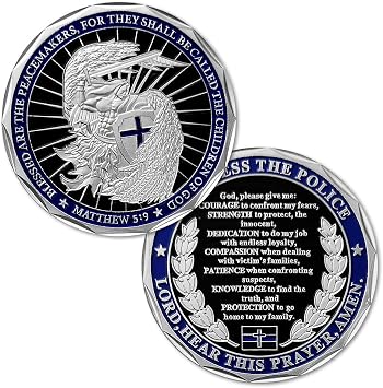 Saint Michael Law Enforcement Challenge Coin God Bless The Police Prayer