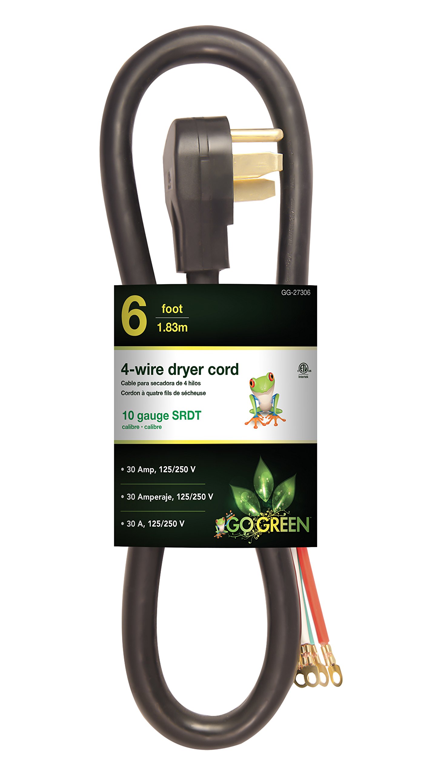 GoGreen Power (GG-27306) 6’ 4-Wire Dryer Cord, 30 Amps, 6 Ft
