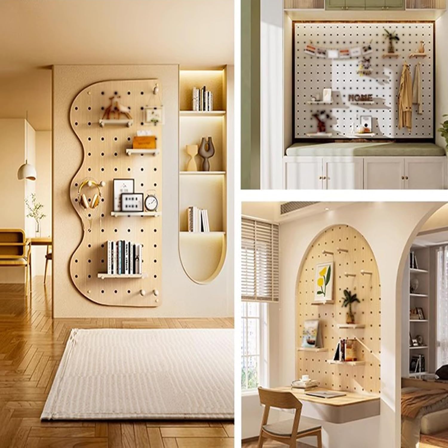 Wandsteuerung, Stecktafel, Wandhalterung, Stecktafel, modulares Raster-Organizer, Holz-Display, Stecktafel-Sets für Schlafzimmer, Arbeitszimmer (weiß, 60 x 120 cm)