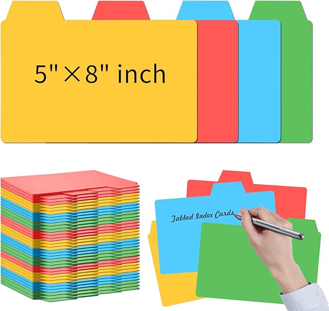 96 Pcs 5x8 Index Cards Dividers 5”×8” Tabbed Index Cards