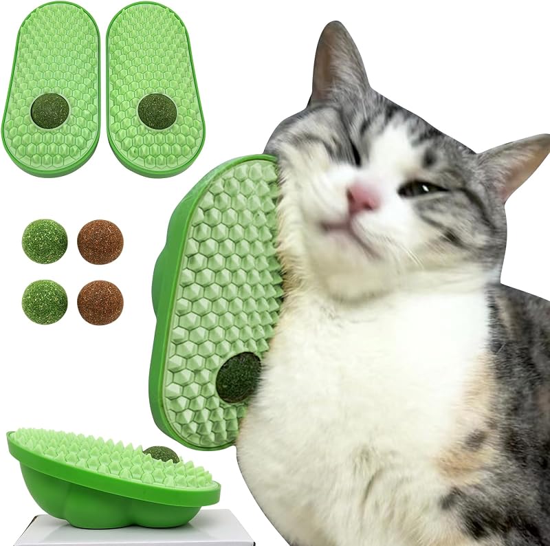 Brinquedo Autolimpante para Gatos com Catnip e Escova de Canto miwoowim, Pacote com 2