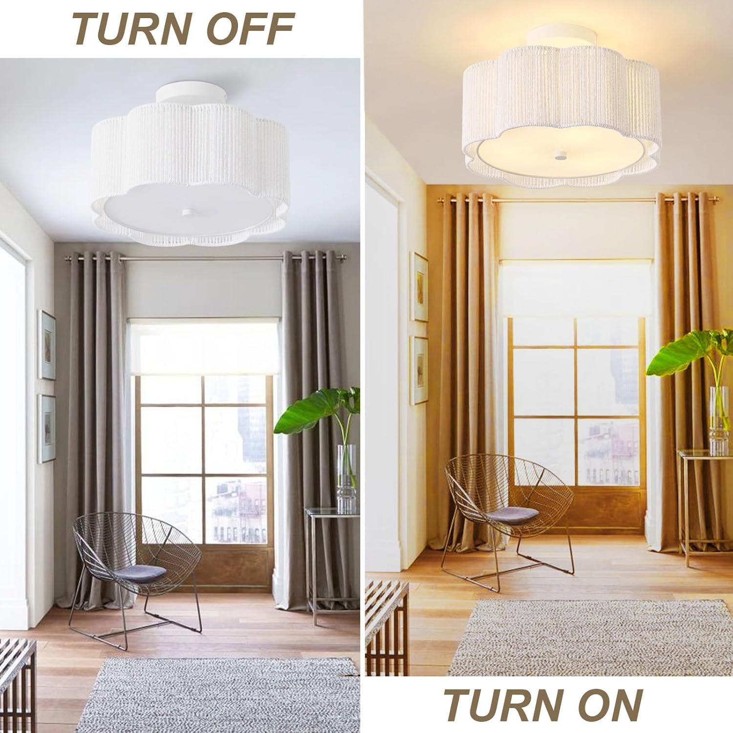 Rattan Ceiling Light Fixtures Flush Mount,3-Light Boho Light Fixtures Ceiling Mount for Bedroom,Close to Ceiling Light Modern Rattan Chandelier Lighting for Hallway Kitchen Dining Room(White)